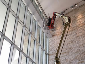 Window Cleaning Using A Boom Lift