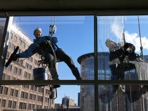 Window Cleaning Using Rope Work and Bosuns Chairs